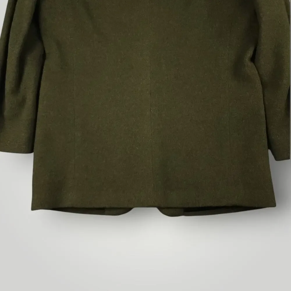 Vtg 90s Ivy Style Sack Jacket 38R Relaxed Fit Brushed Marled Wool Blend Green